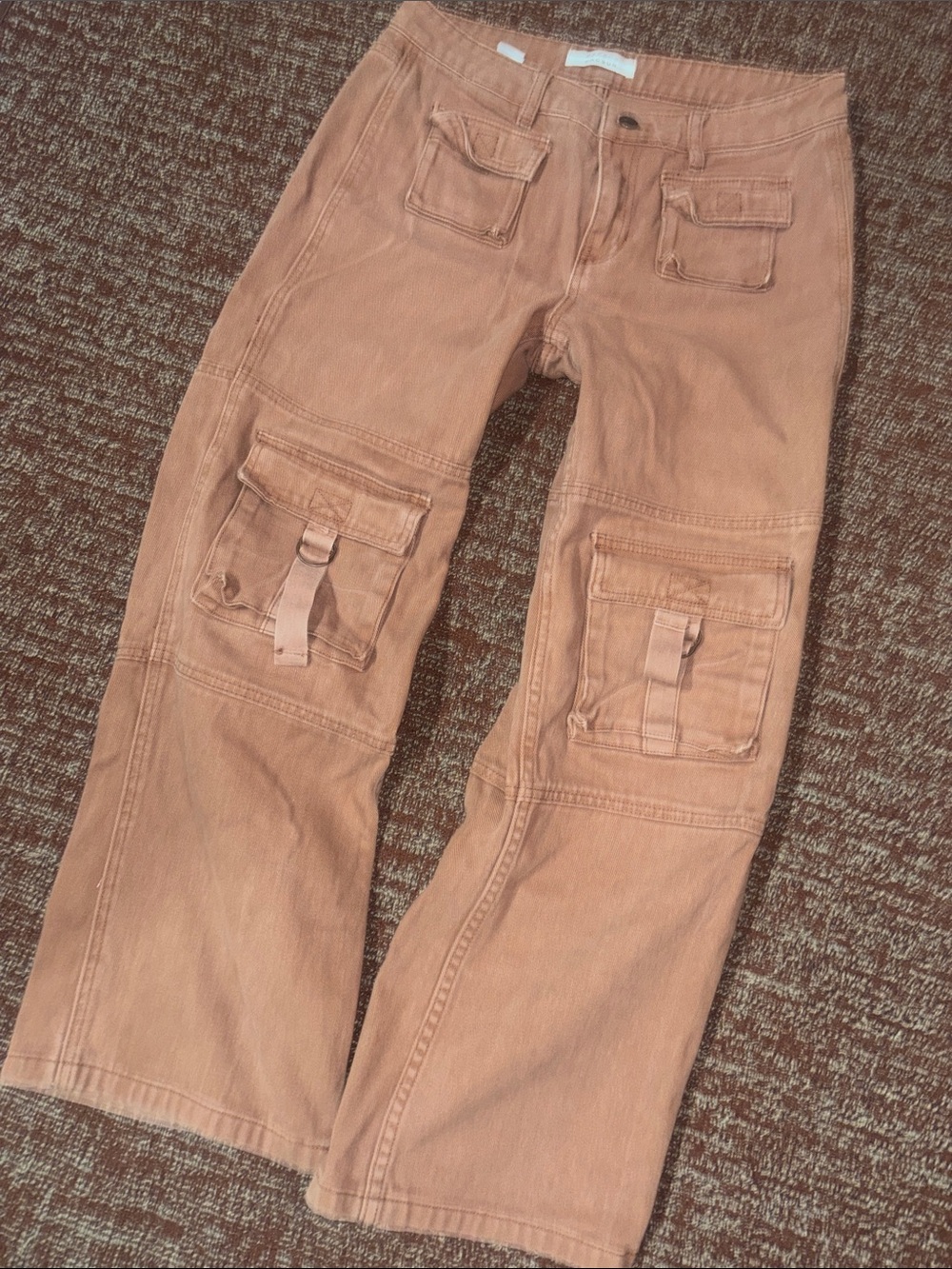 PACSun rust brown low rise utility cargo cotton denim relaxed fit 100% cotton 27